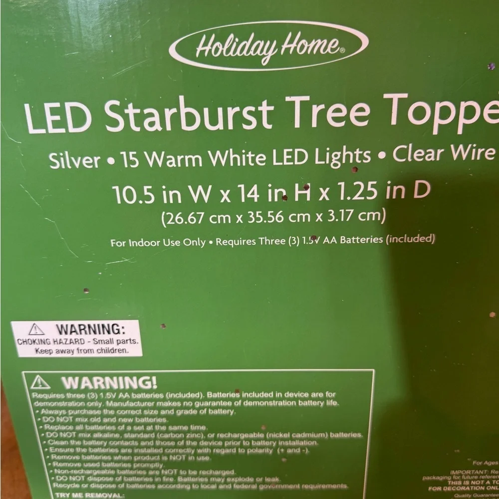 Gold LED Starburst lighted Tree Topper Holiday Homes Christmas Tree Decoration